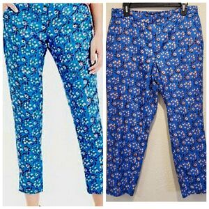 J.Crew Floral Scarf Printed Silk Twill Easy Pull On Ankle pants Size 12